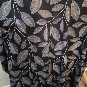 EUC Lularoe M Irma White Leaves on a Dark Navy/Almost Black Background